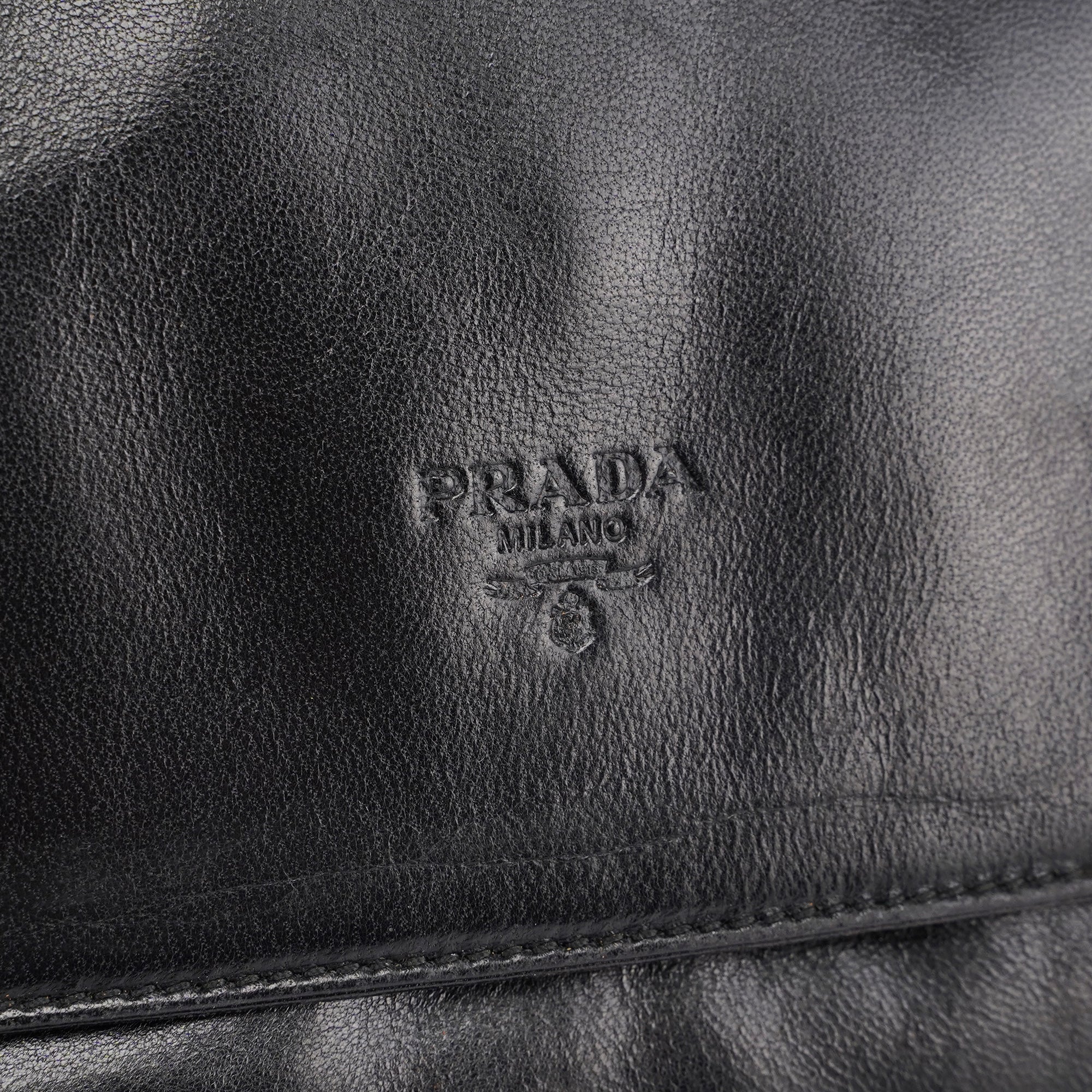 Black Calfskin Plastic Chain Shoulder Bag