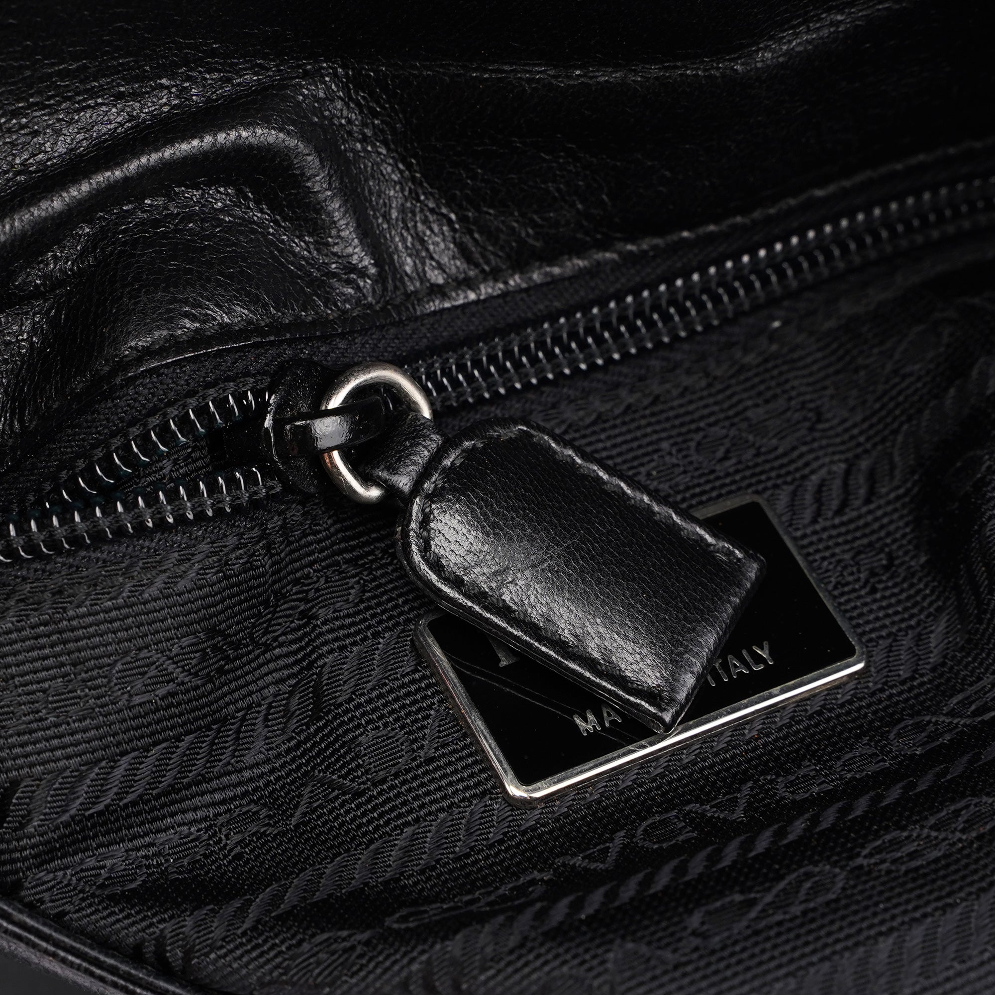 Black Calfskin Plastic Chain Shoulder Bag