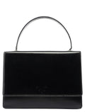 Black Calfskin Top Handle Flap Bag