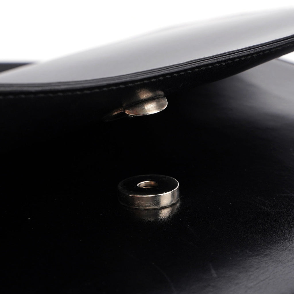 Black Calfskin Top Handle Flap Bag