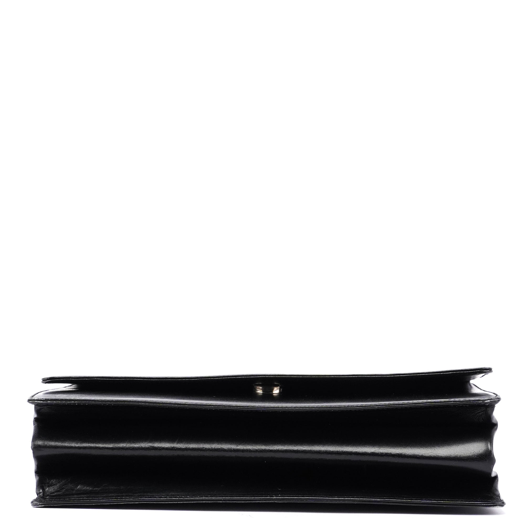 Black Calfskin Top Handle Flap Bag