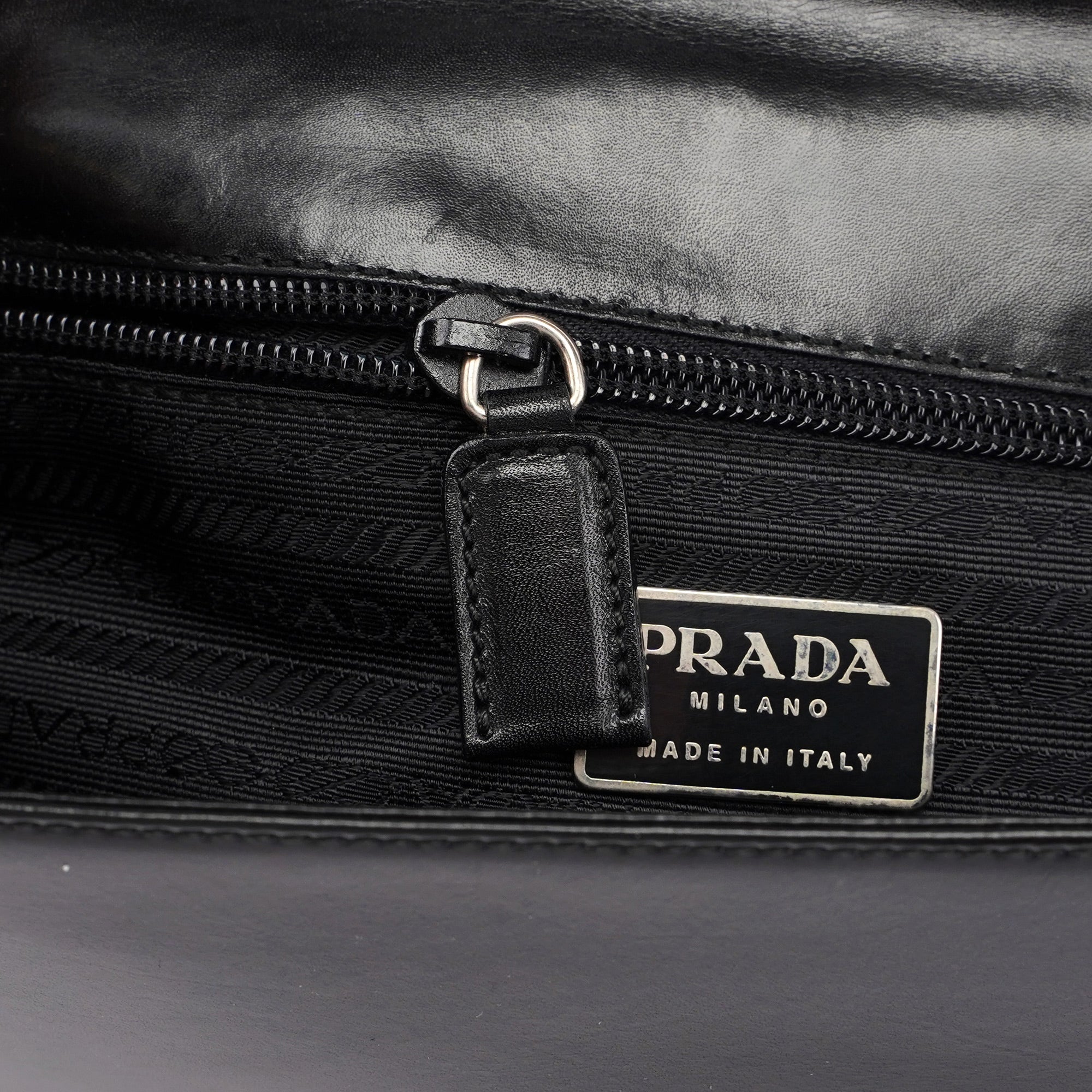 Black Calfskin Top Handle Flap Bag