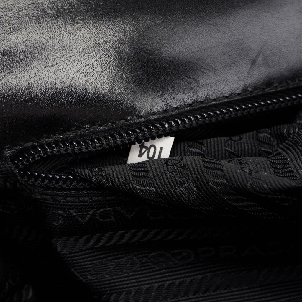 Black Calfskin Top Handle Flap Bag