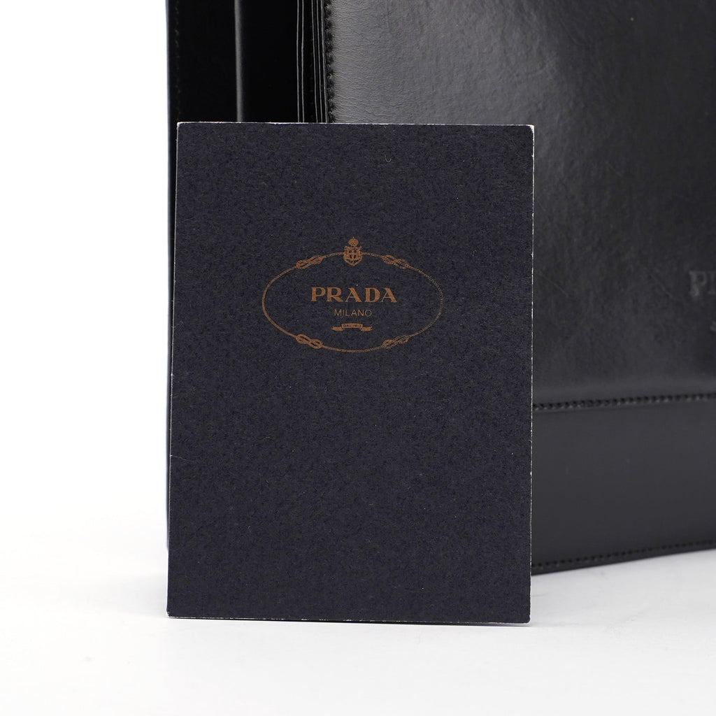 Black Calfskin Top Handle Flap Bag