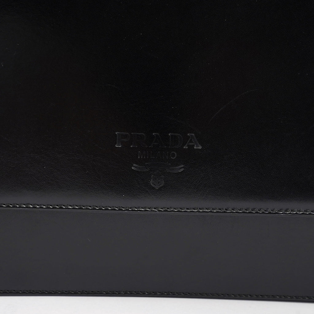 Black Calfskin Top Handle Flap Bag