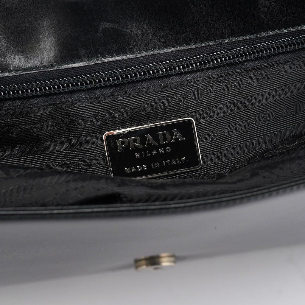Black Calfskin Vitello Top Handle Bag