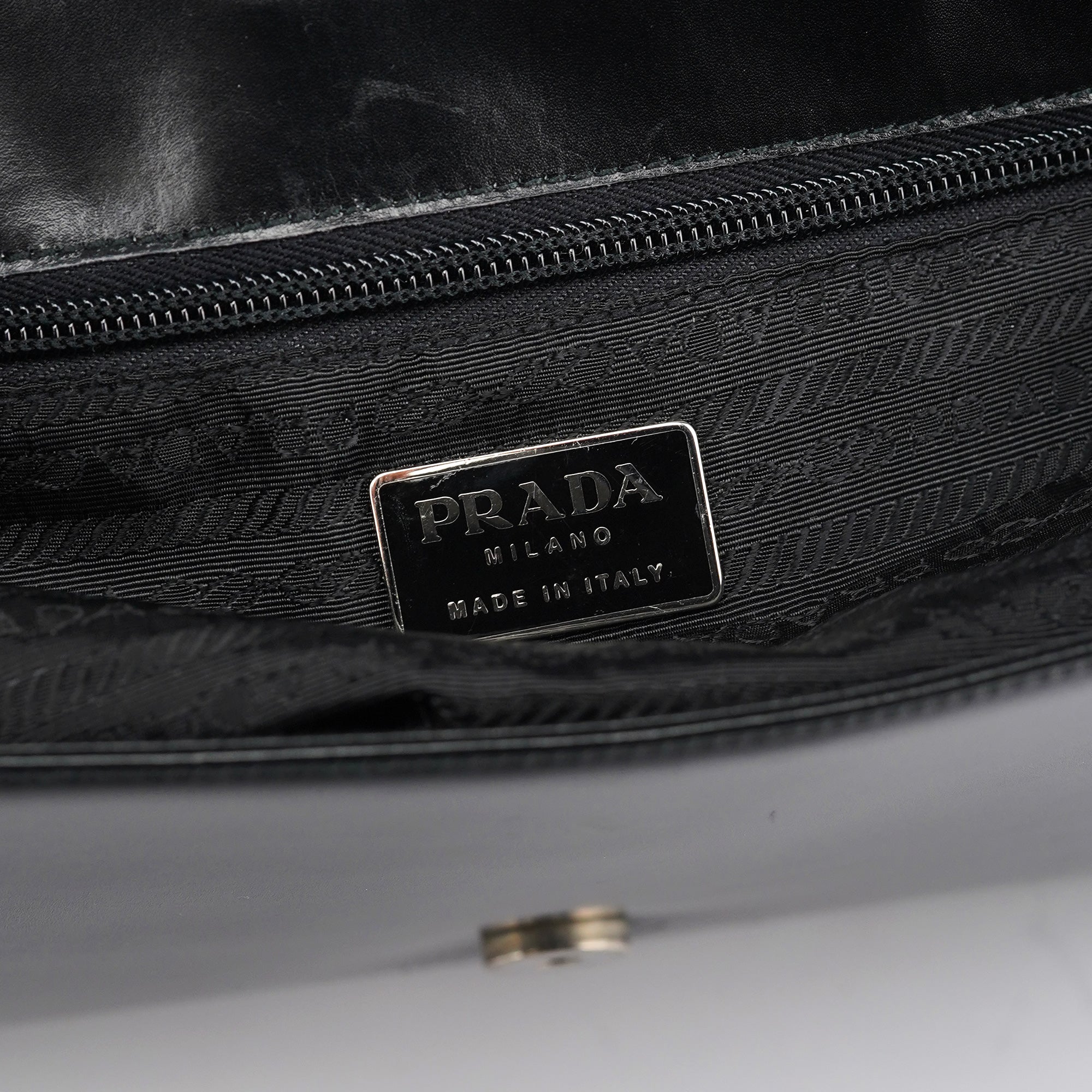 Black Calfskin Vitello Top Handle Bag