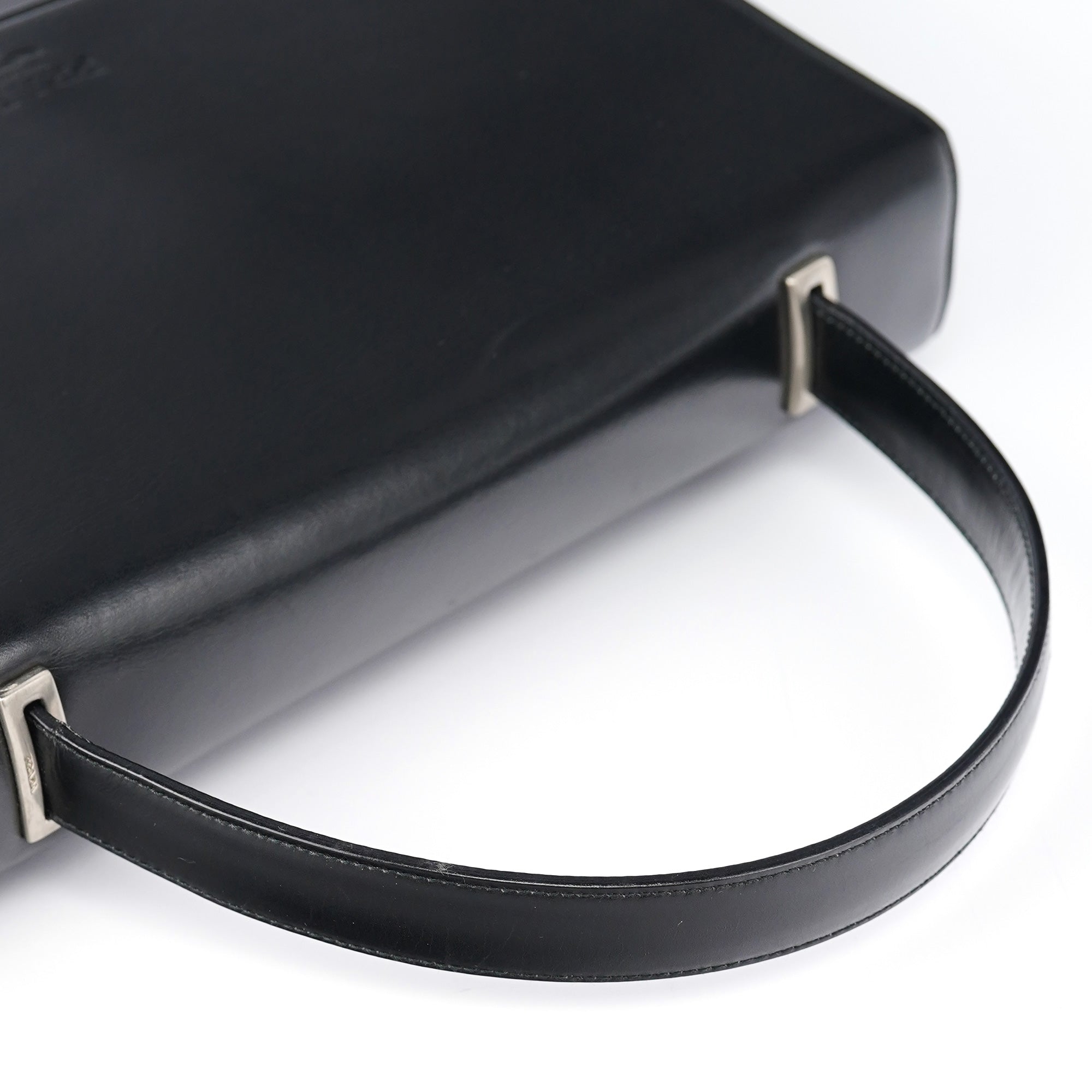 Black Calfskin Vitello Top Handle Bag