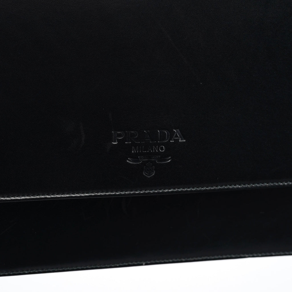 Black Calfskin Vitello Top Handle Bag