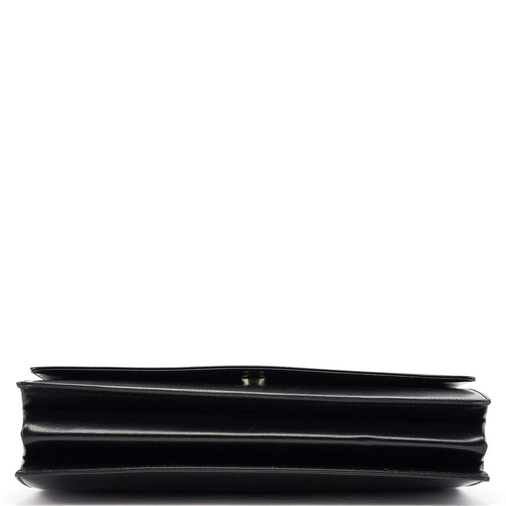 Black Calfskin Vitello Top Handle Bag