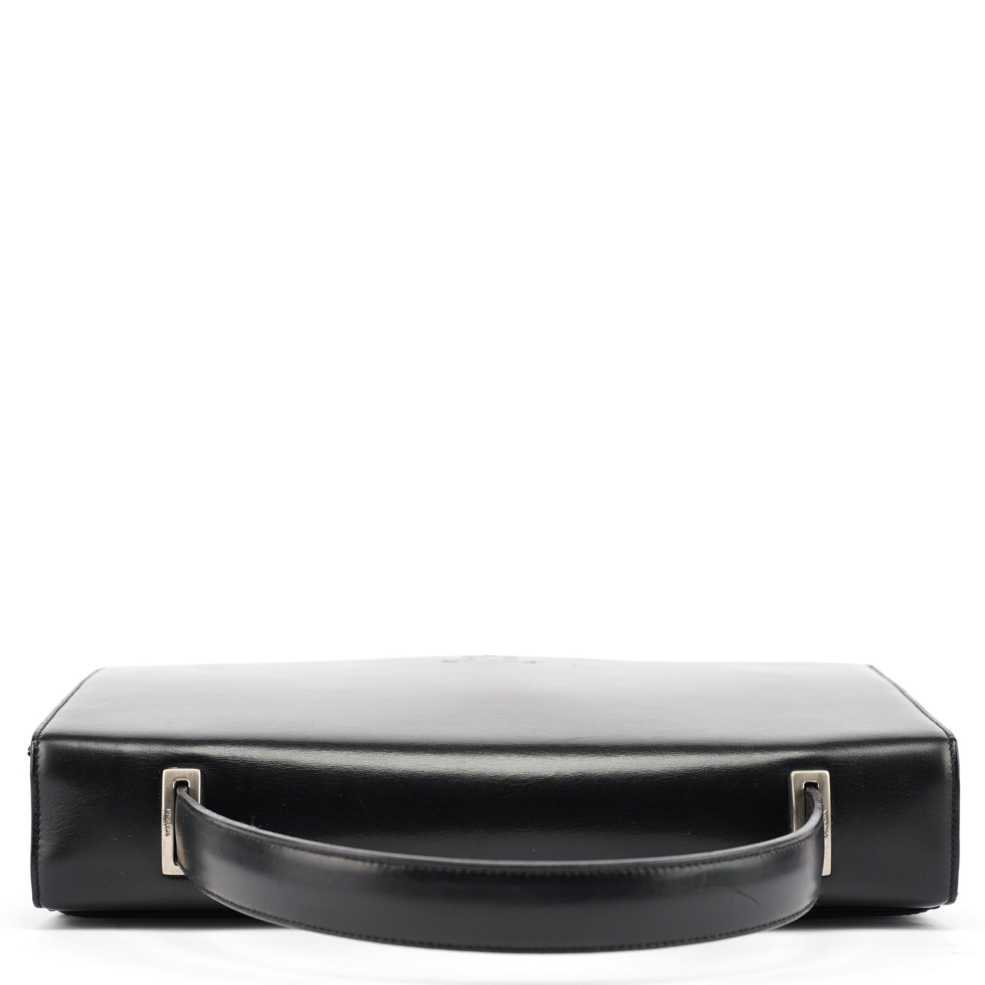 Black Calfskin Vitello Top Handle Bag