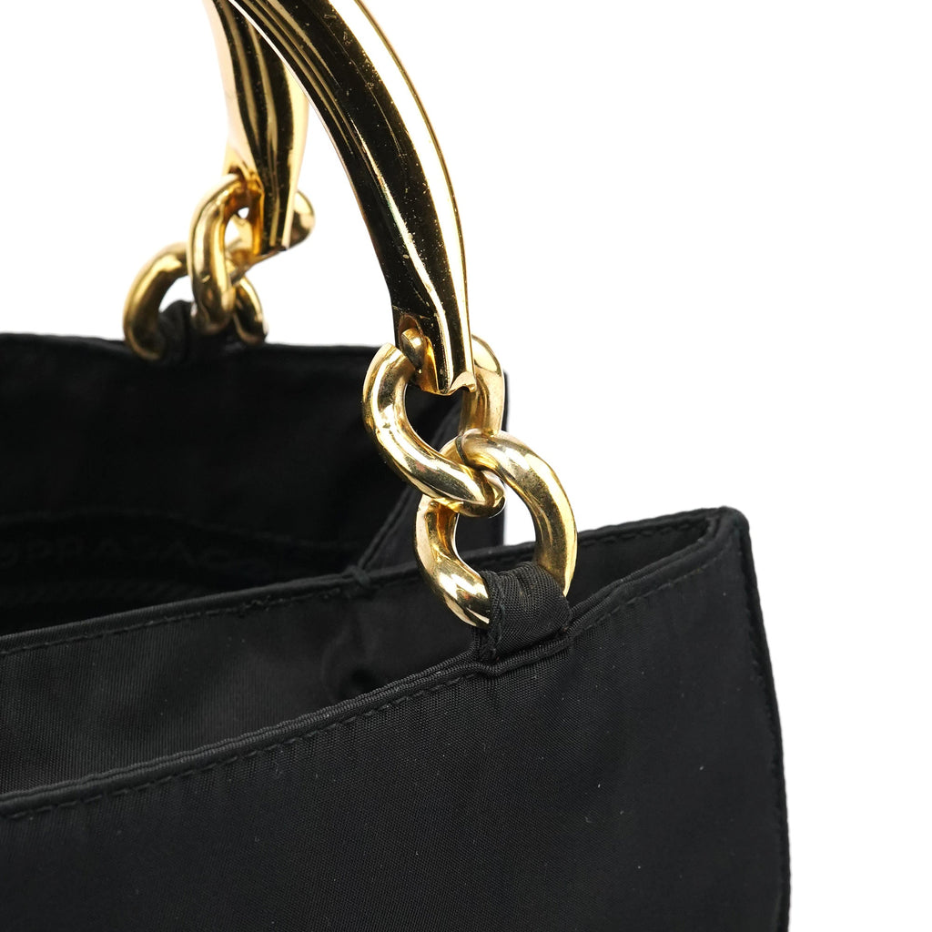 B2514 Black Gold Tessuto Metallo Tote Bag