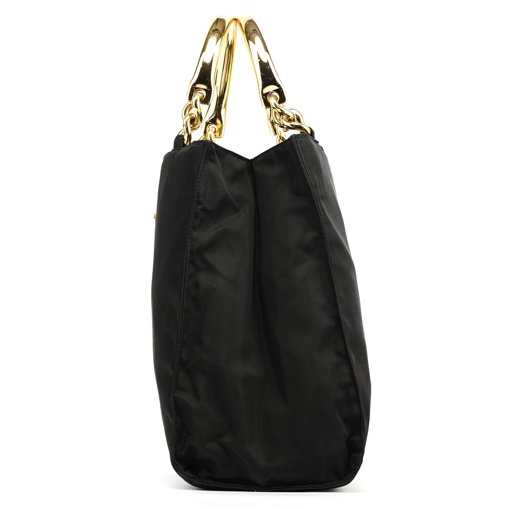 B2514 Black Gold Tessuto Metallo Tote Bag
