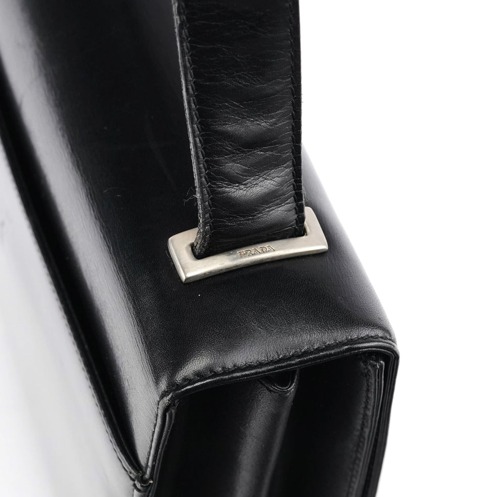 Black Leather Flap Shoulder Bag