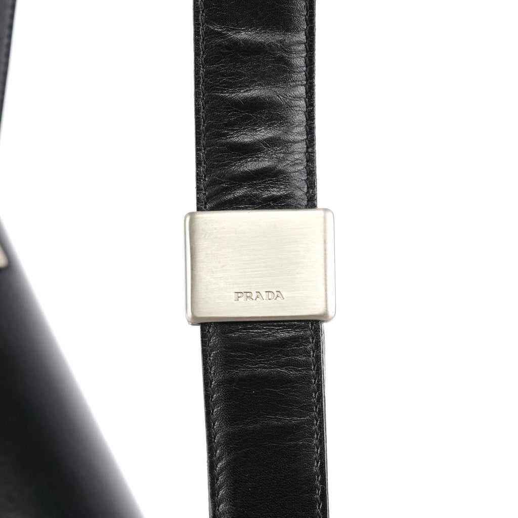 Black Leather Flap Shoulder Bag