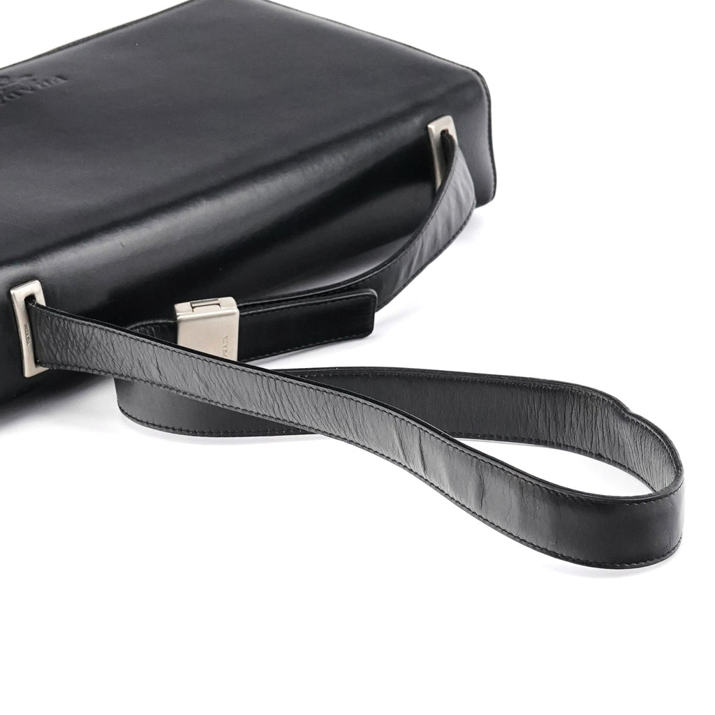 Black Leather Flap Shoulder Bag