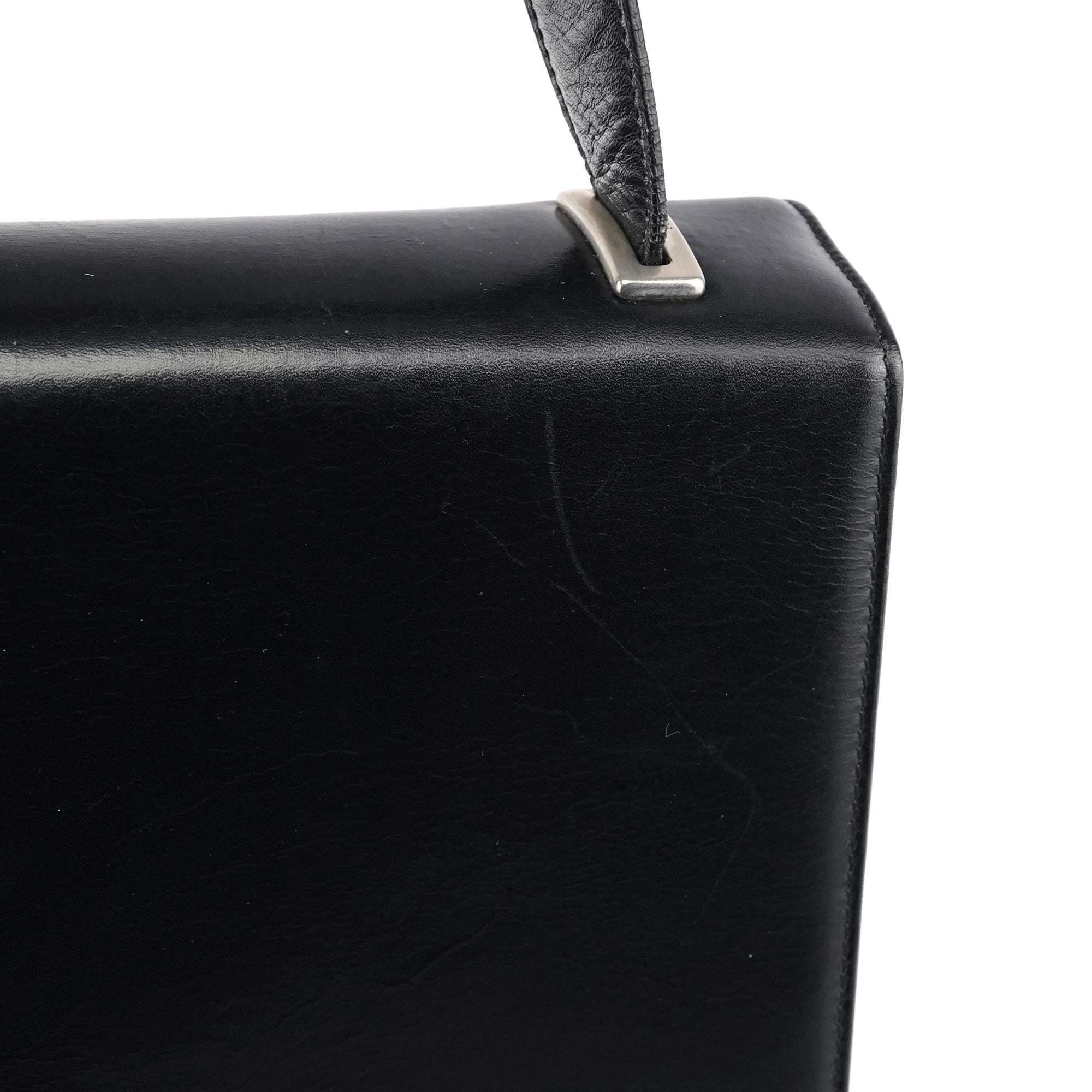 Black Leather Flap Shoulder Bag