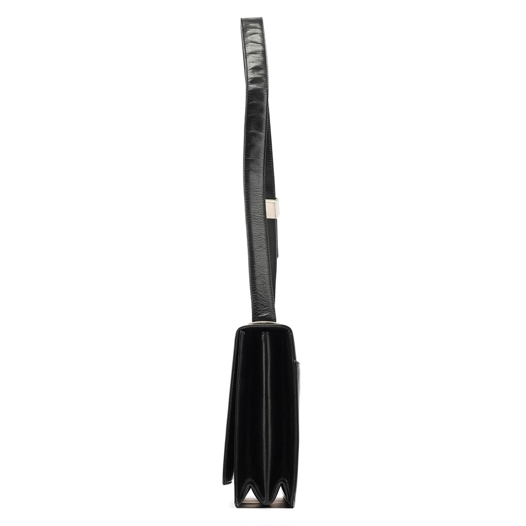 Black Leather Flap Shoulder Bag