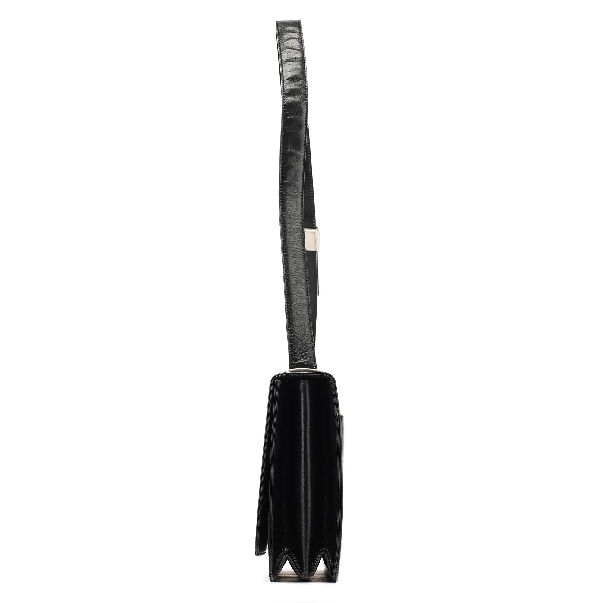 Black Leather Flap Shoulder Bag