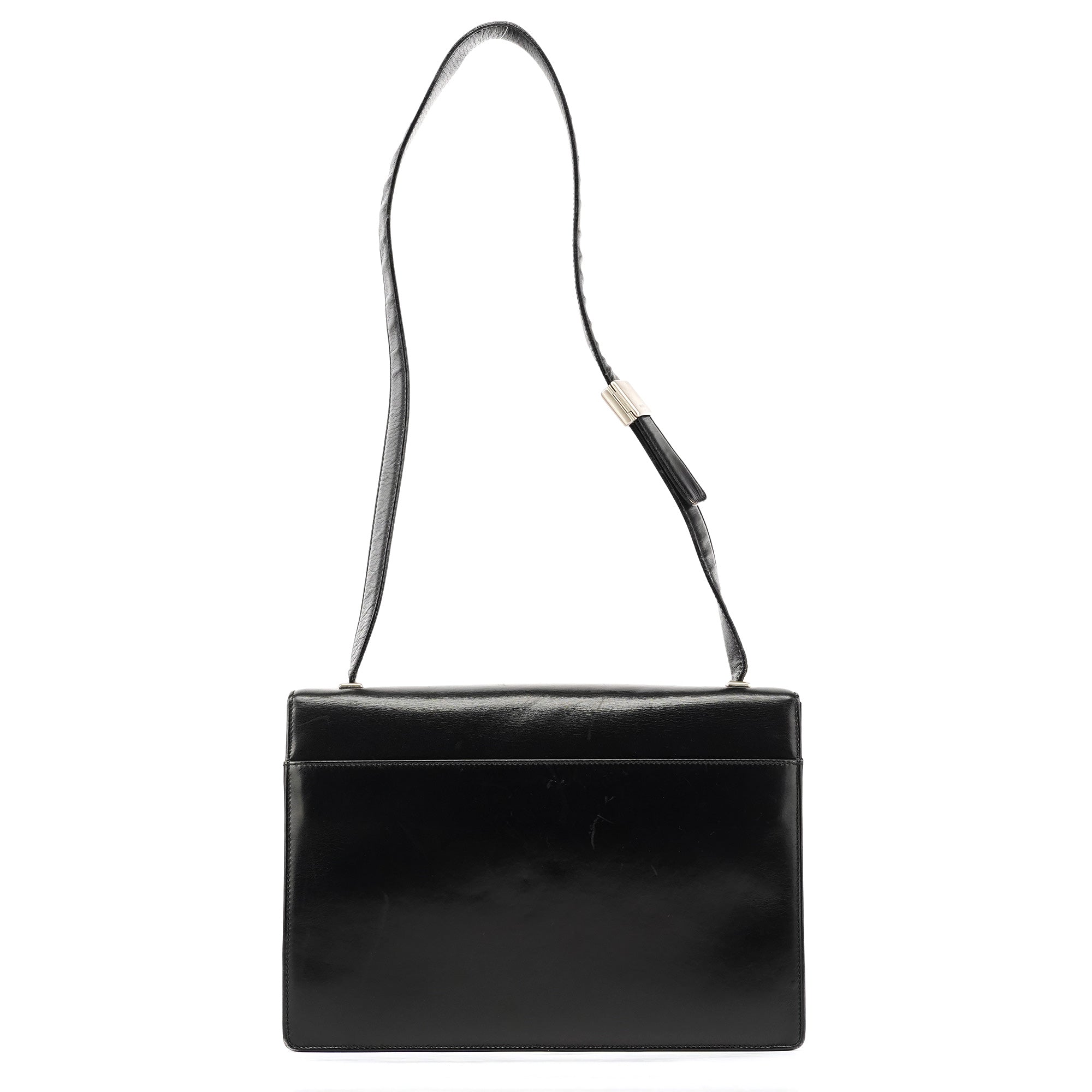 Black Leather Flap Shoulder Bag