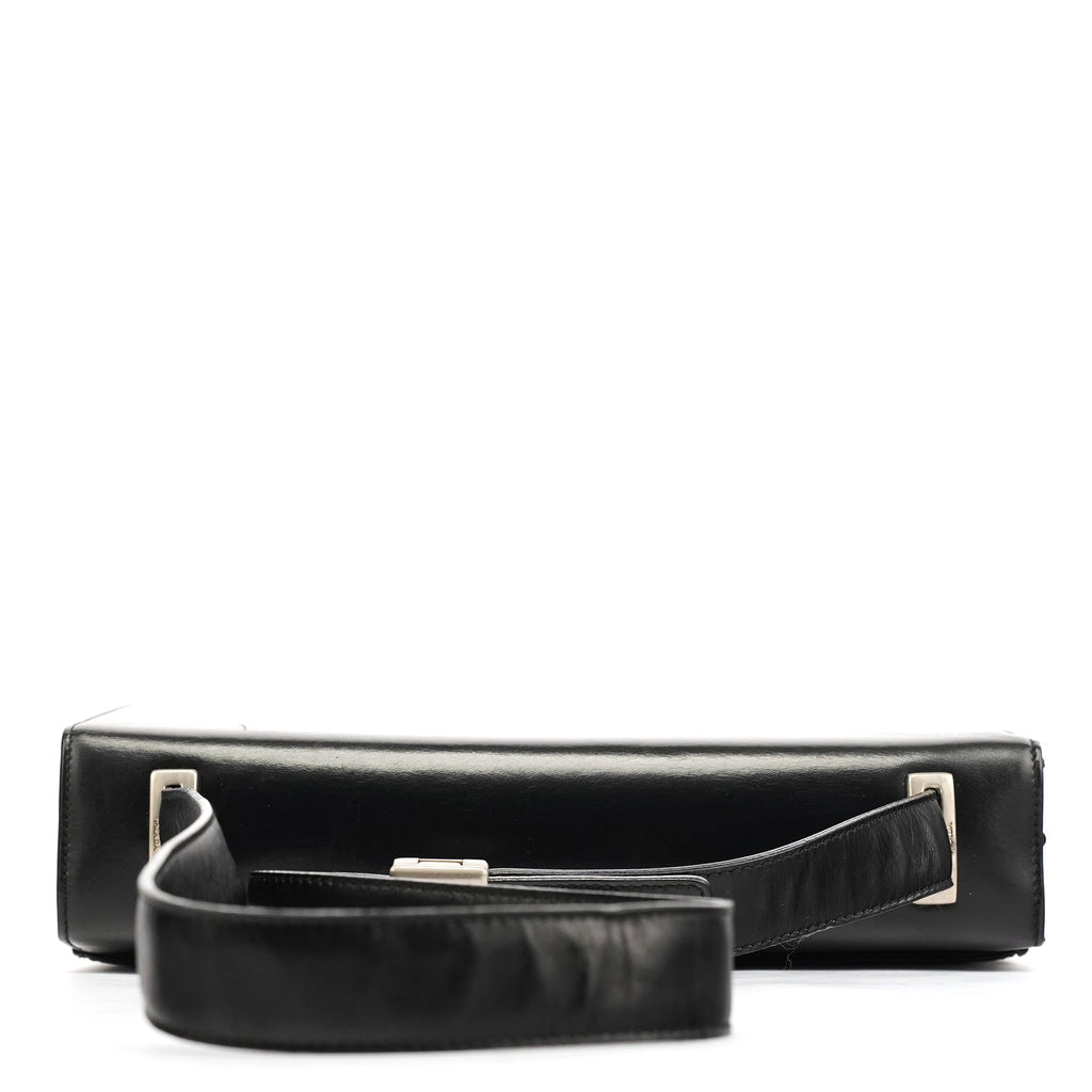 Black Leather Flap Shoulder Bag