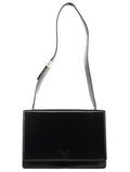 Black Leather Flap Shoulder Bag