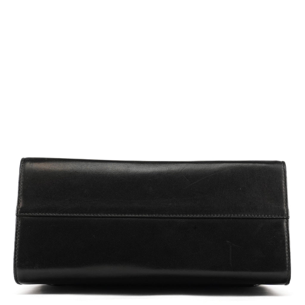 Black Leather Gold Top Handle Bag