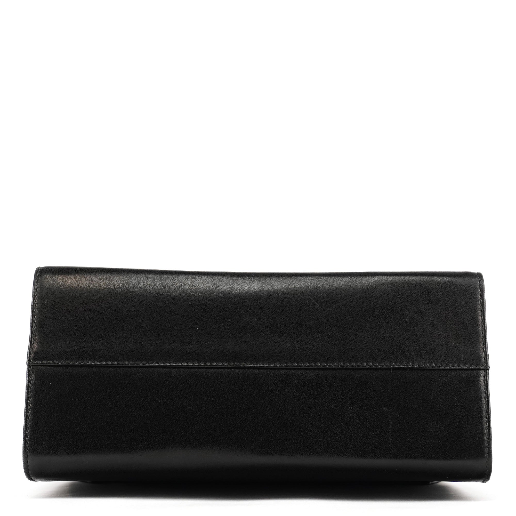 Black Leather Gold Top Handle Bag