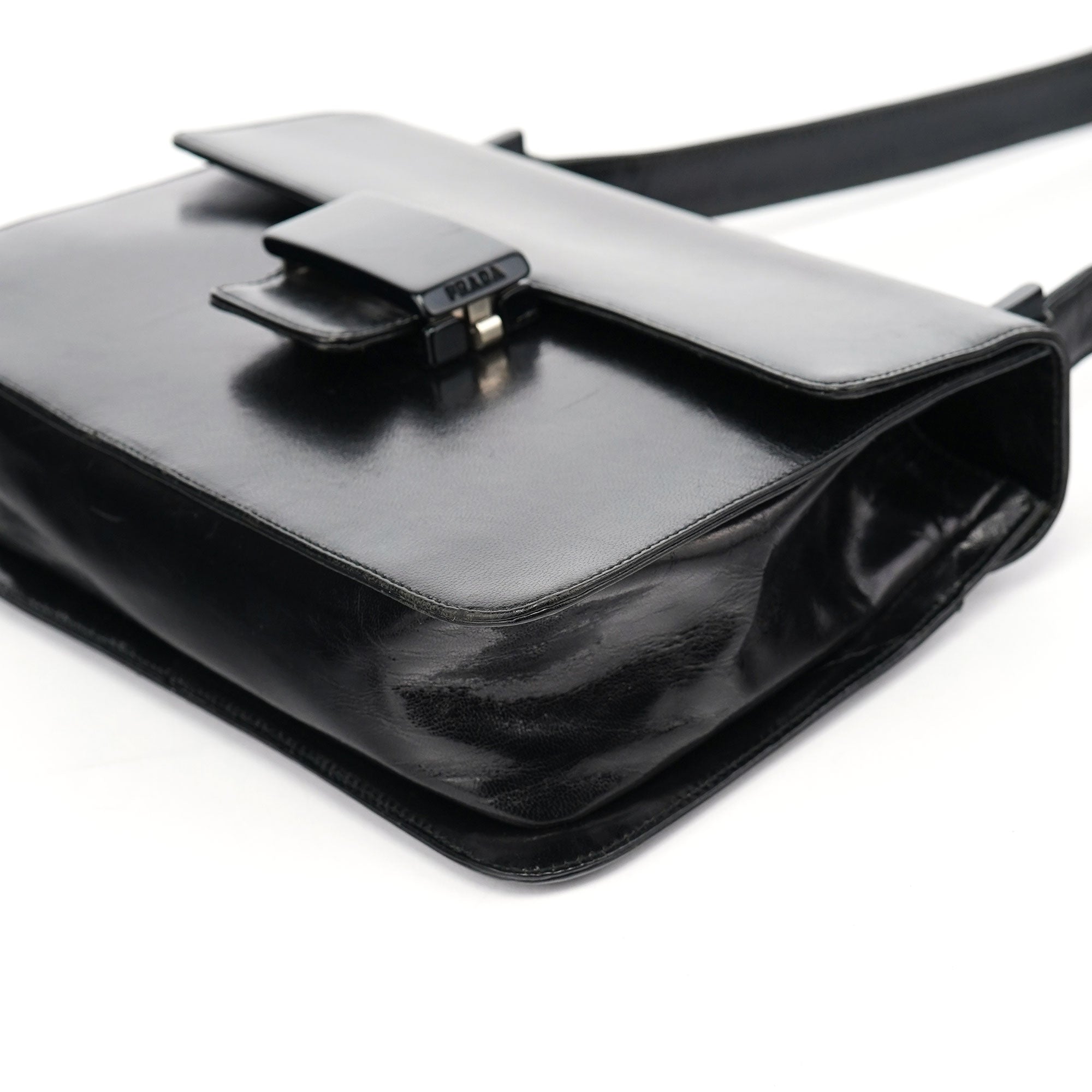Black Leather Madras Swing Shoulder Bag