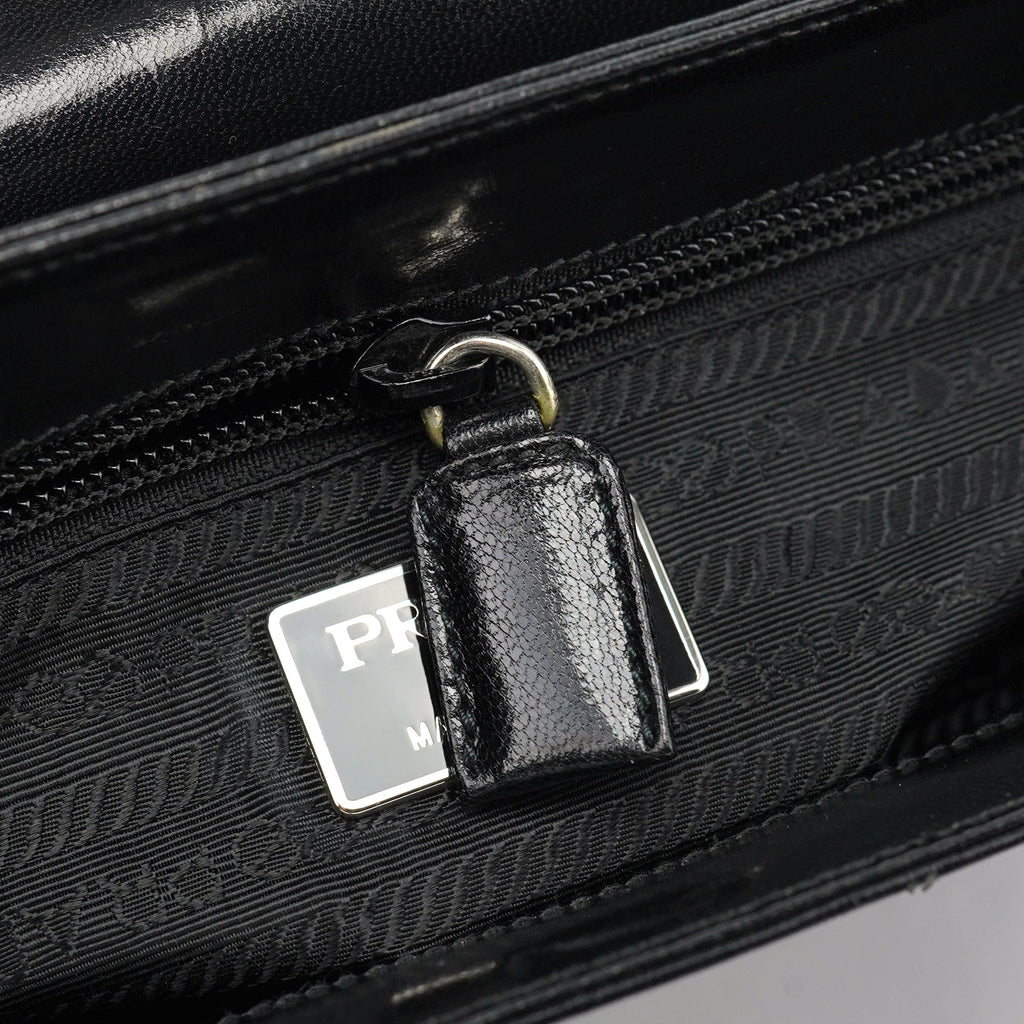 Black Leather Madras Swing Shoulder Bag