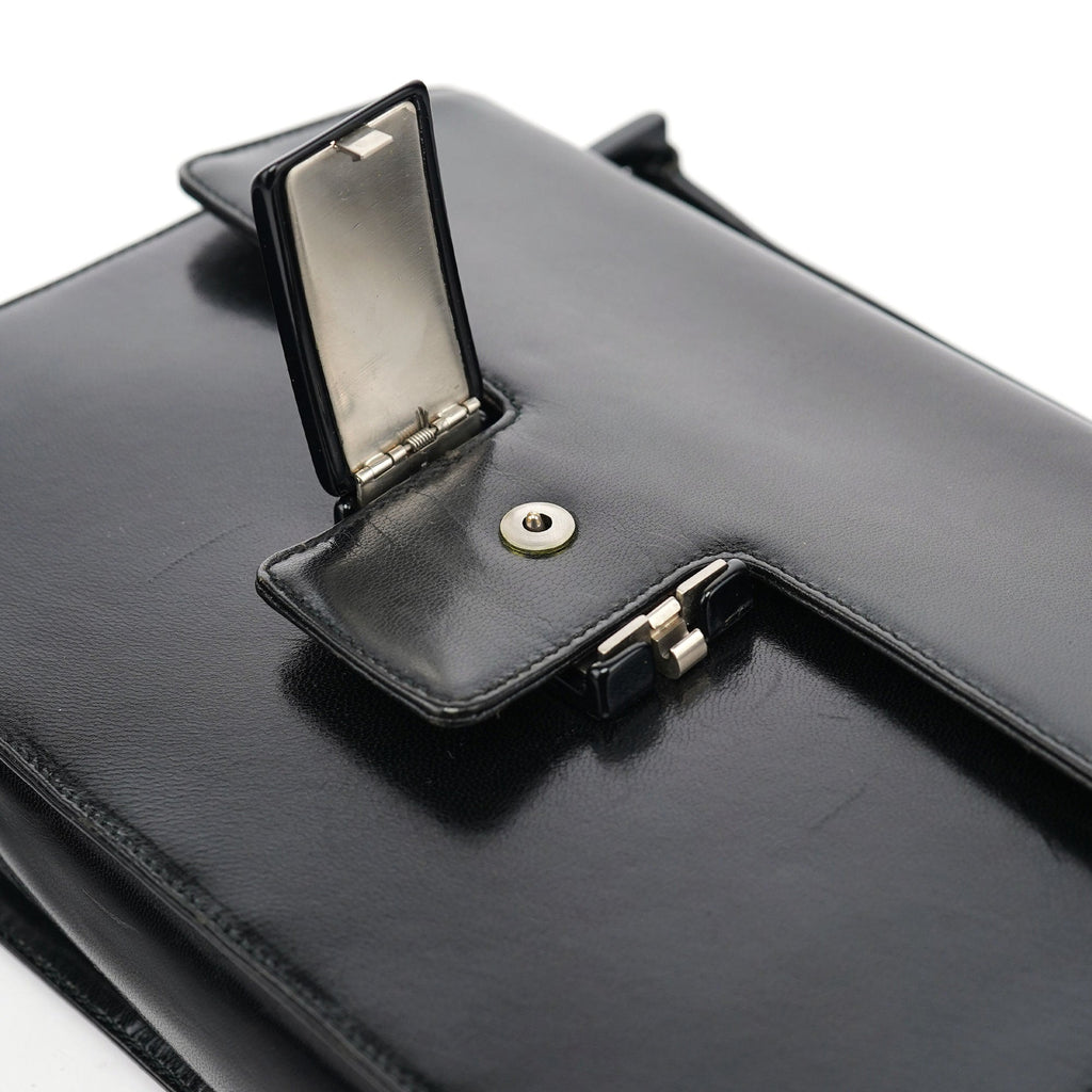 Black Leather Madras Swing Shoulder Bag