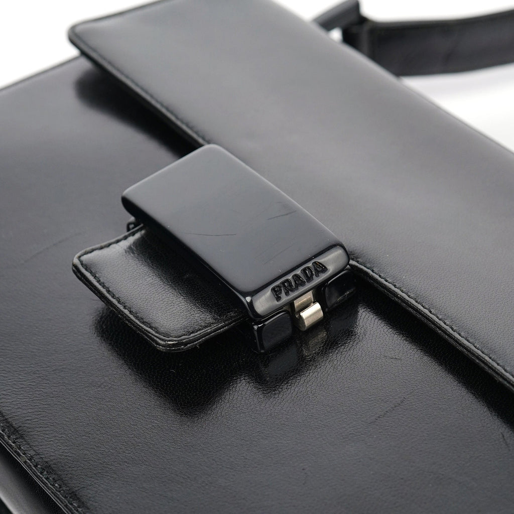 Black Leather Madras Swing Shoulder Bag