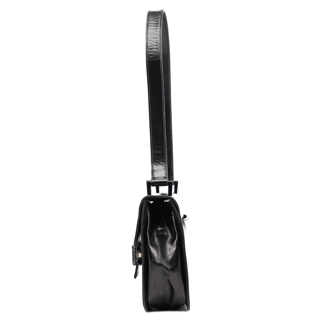 Black Leather Madras Swing Shoulder Bag