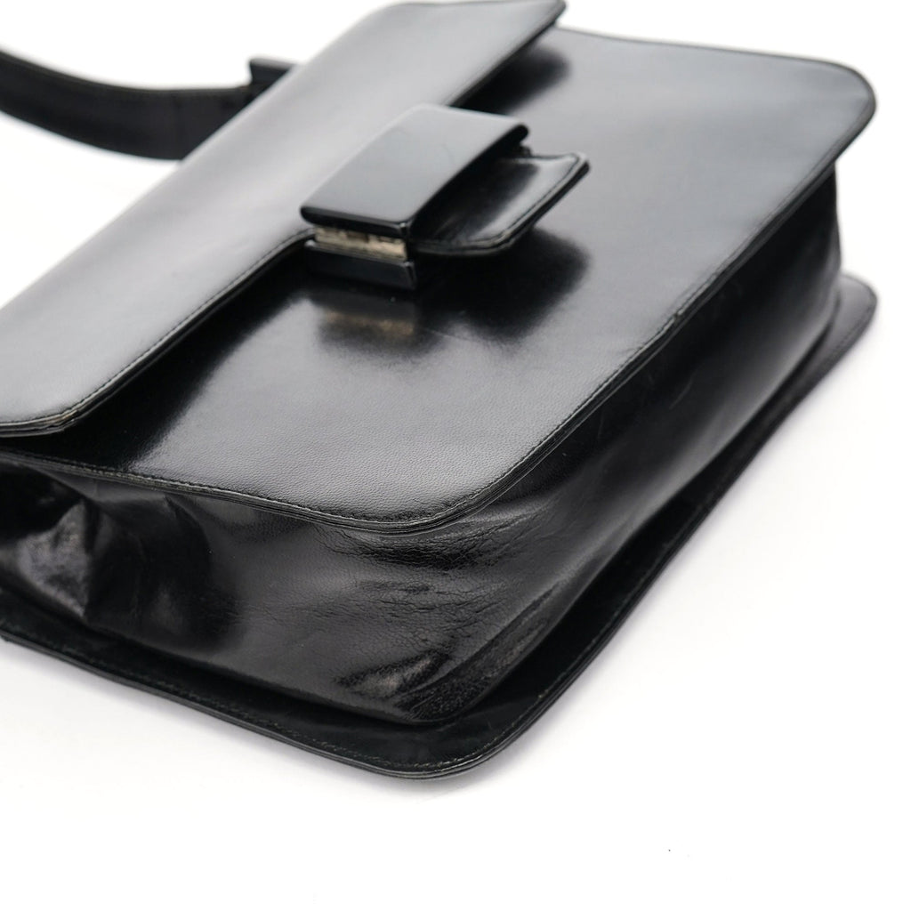 Black Leather Madras Swing Shoulder Bag