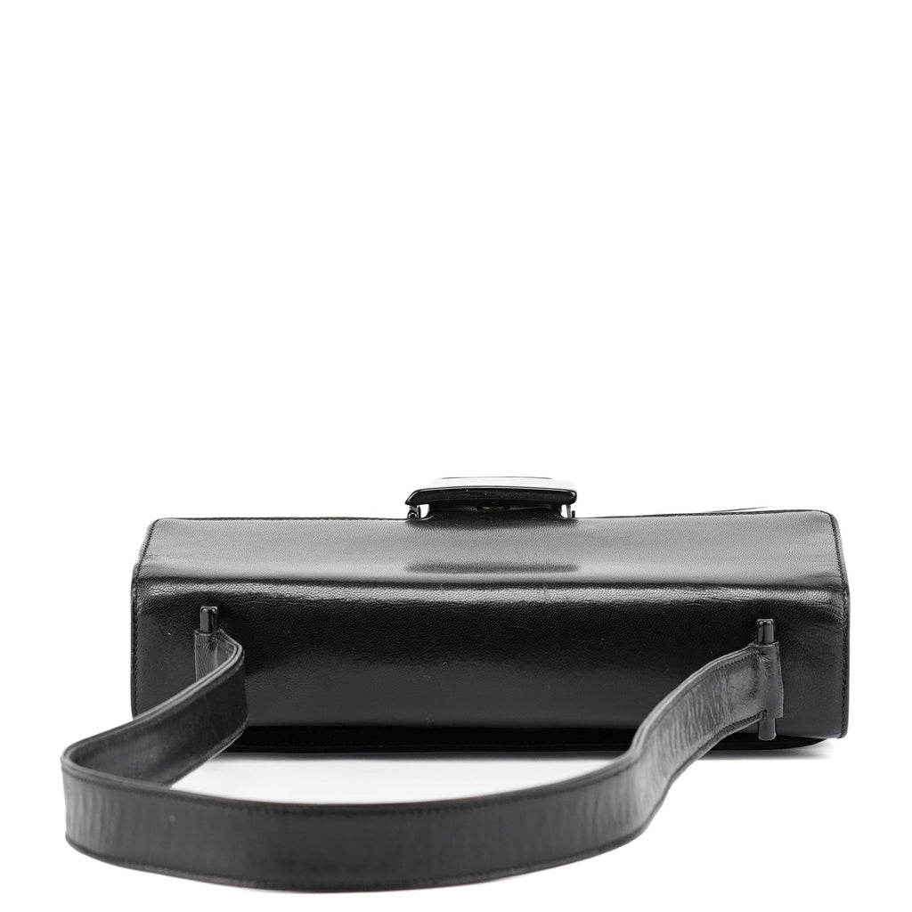 Black Leather Madras Swing Shoulder Bag