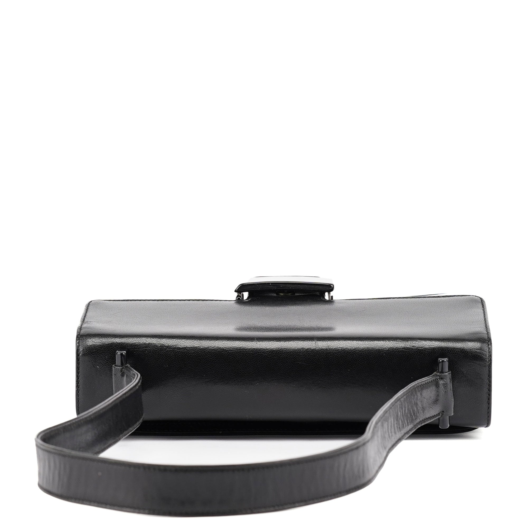 Black Leather Madras Swing Shoulder Bag