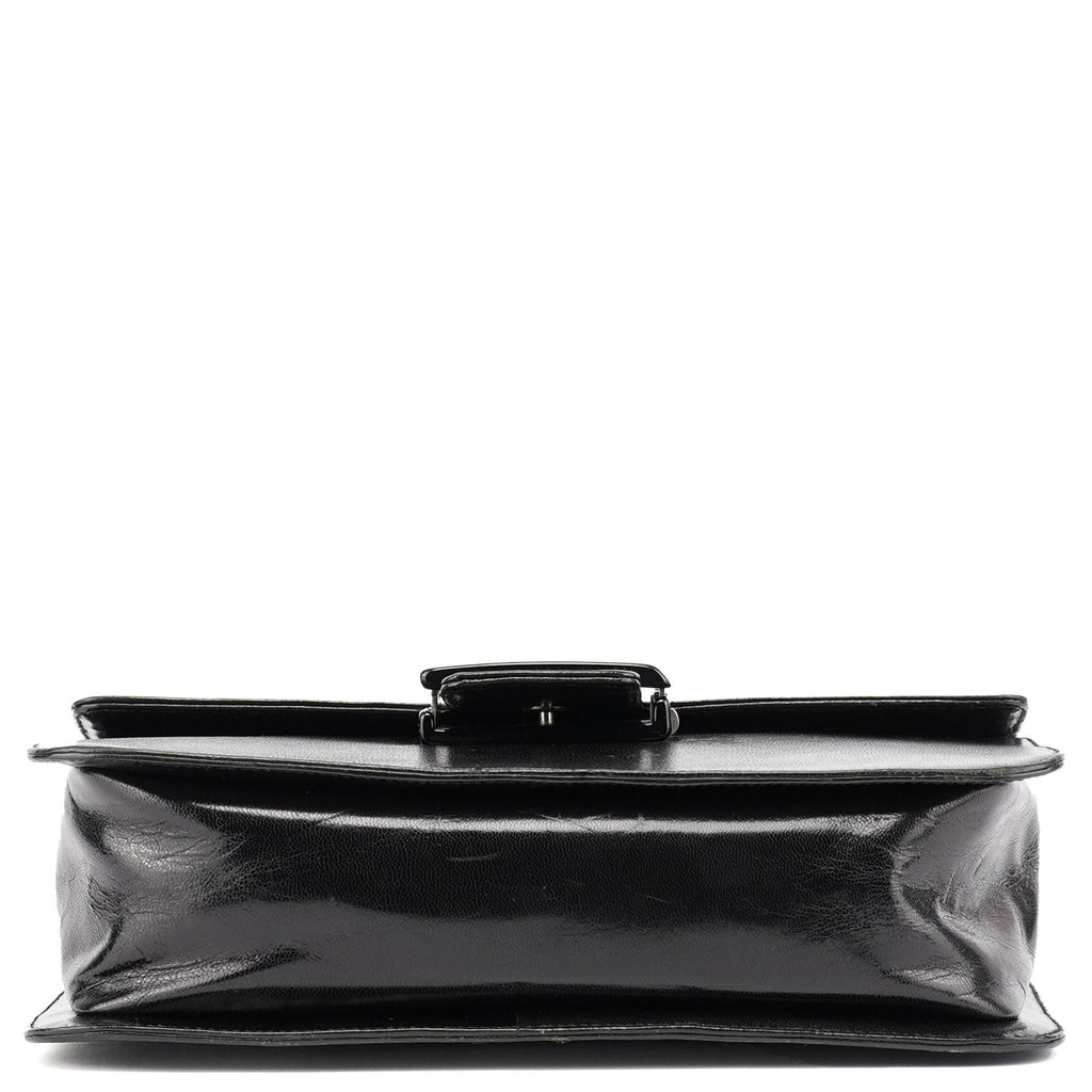 Black Leather Madras Swing Shoulder Bag