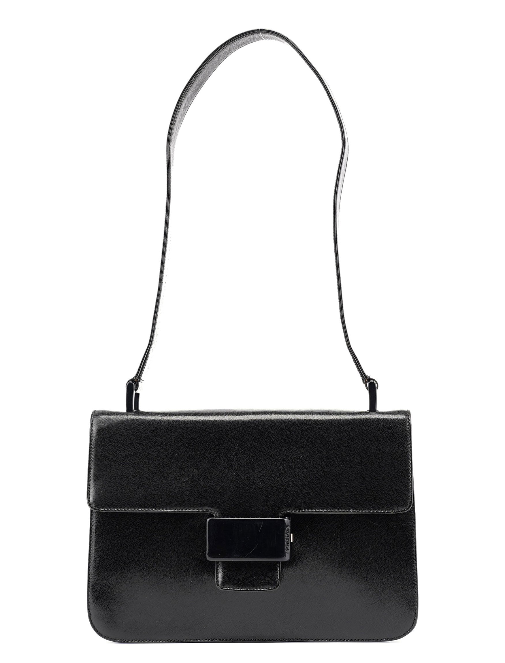 Black Leather Madras Swing Shoulder Bag