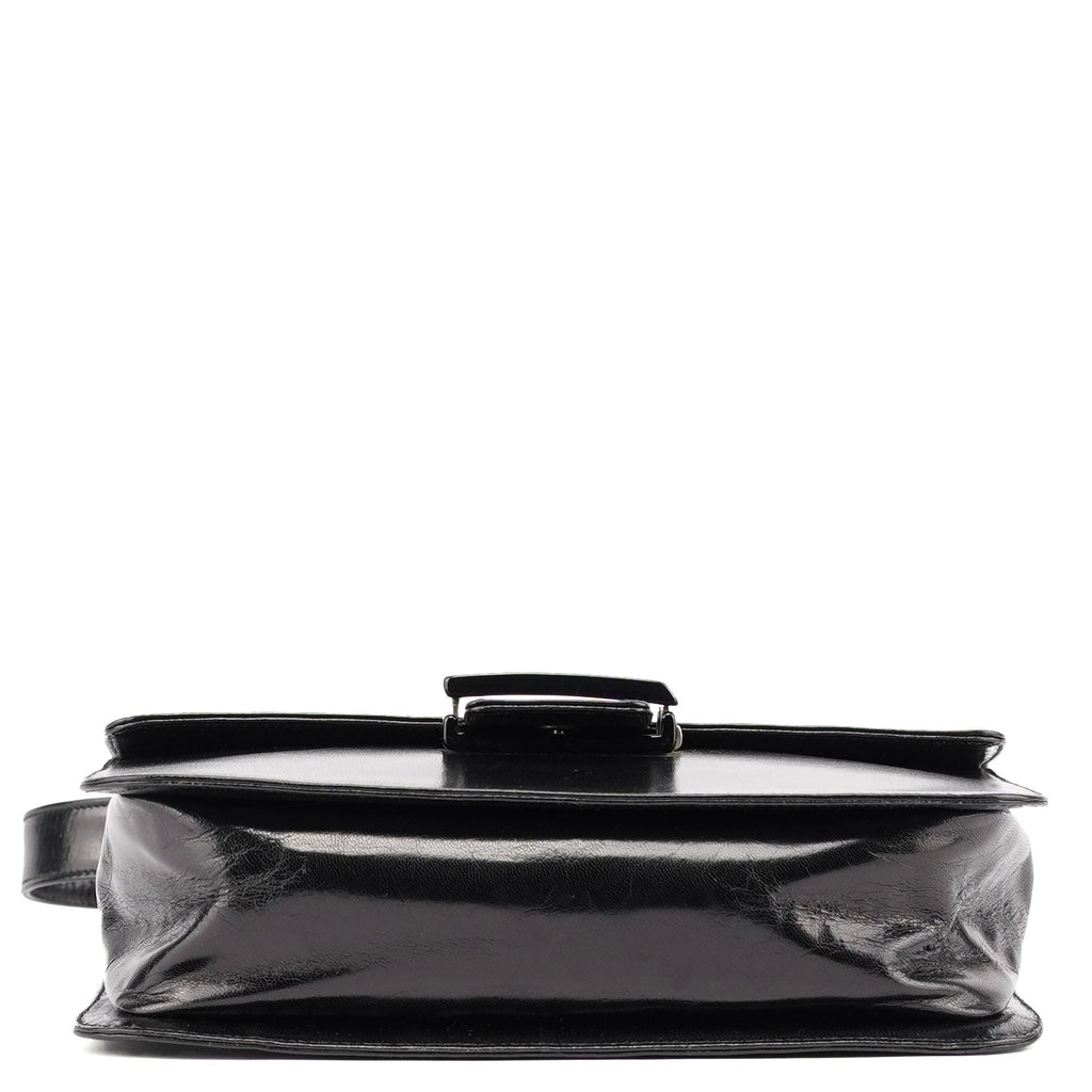 Black Leather Madras Swing Shoulder Bag