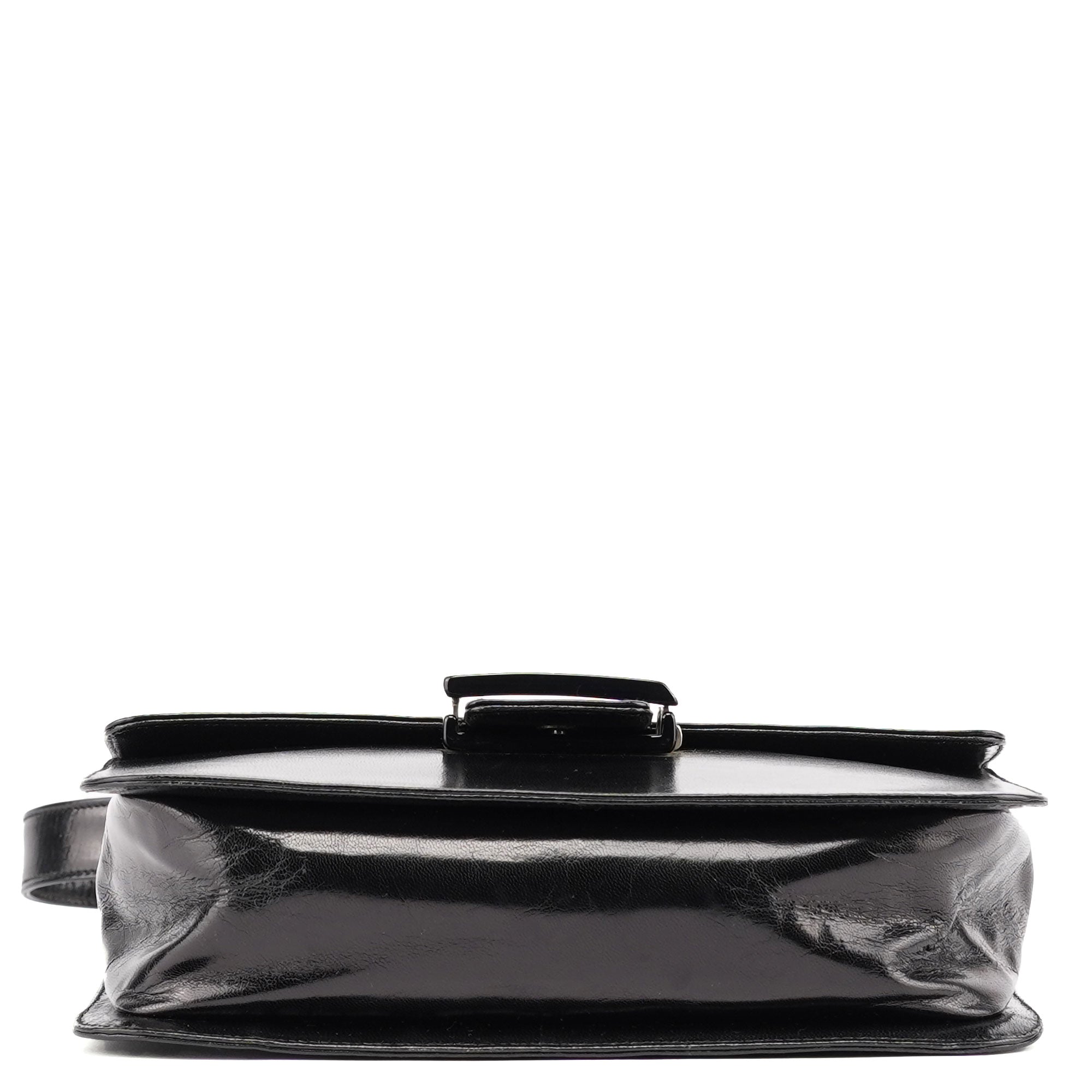 Black Leather Madras Swing Shoulder Bag