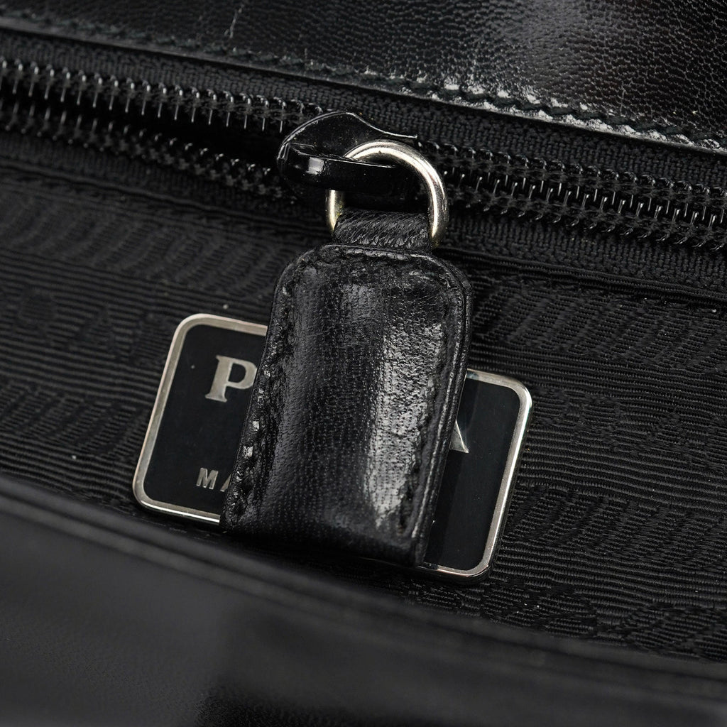 Black Leather Madras Swing Shoulder Bag
