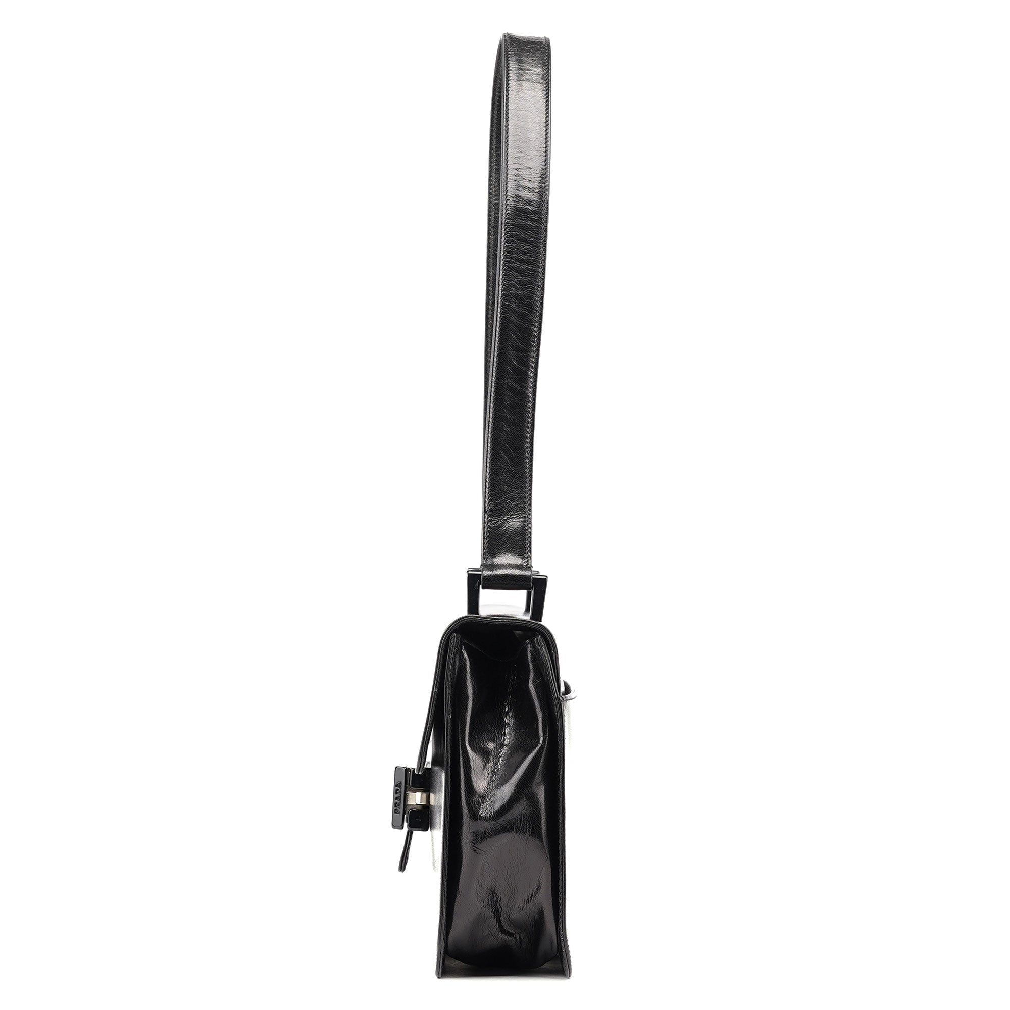 Black Leather Madras Swing Shoulder Bag