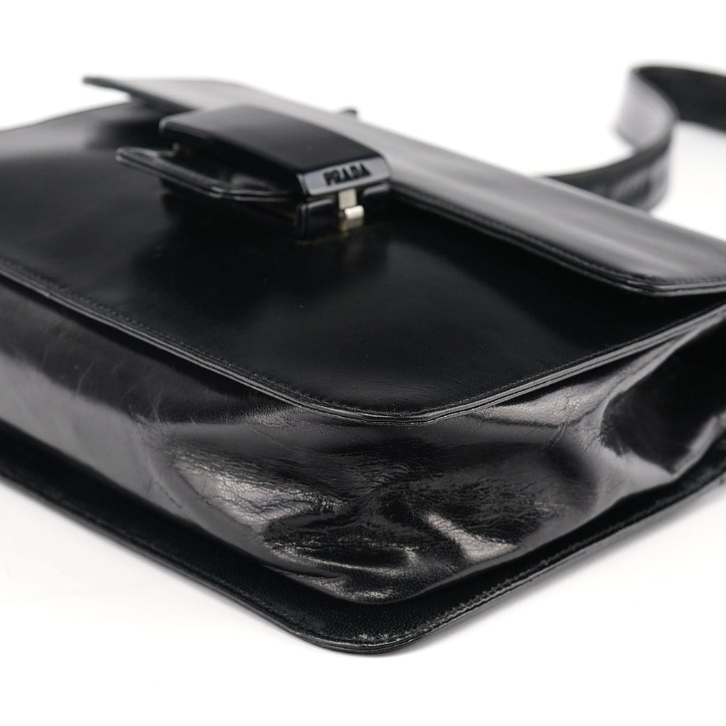 Black Leather Madras Swing Shoulder Bag