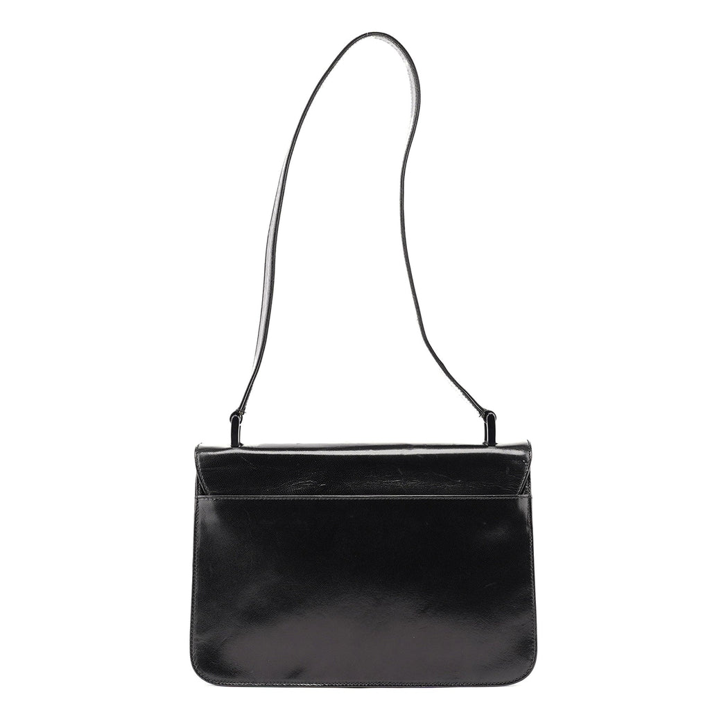 Black Leather Madras Swing Shoulder Bag