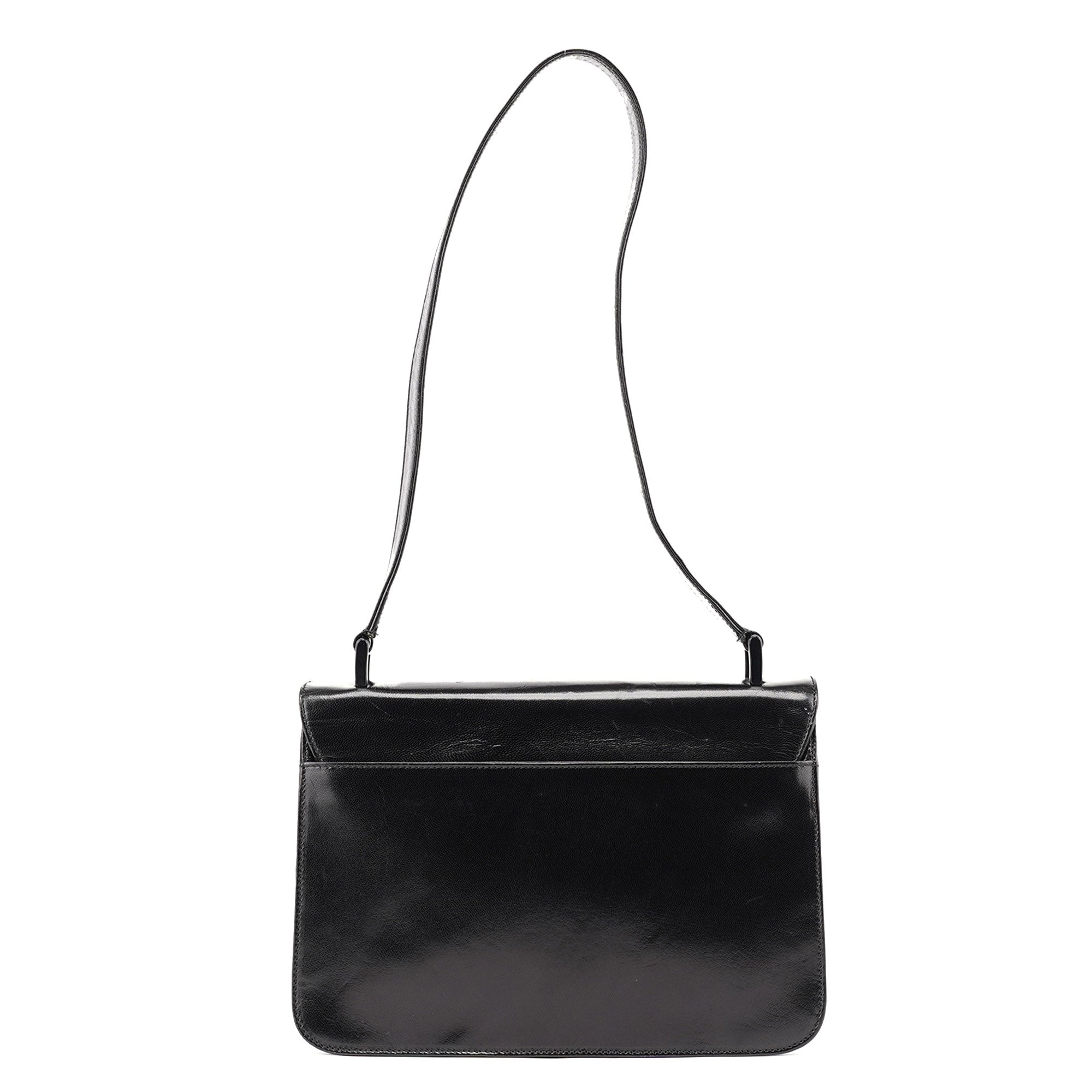 Black Leather Madras Swing Shoulder Bag