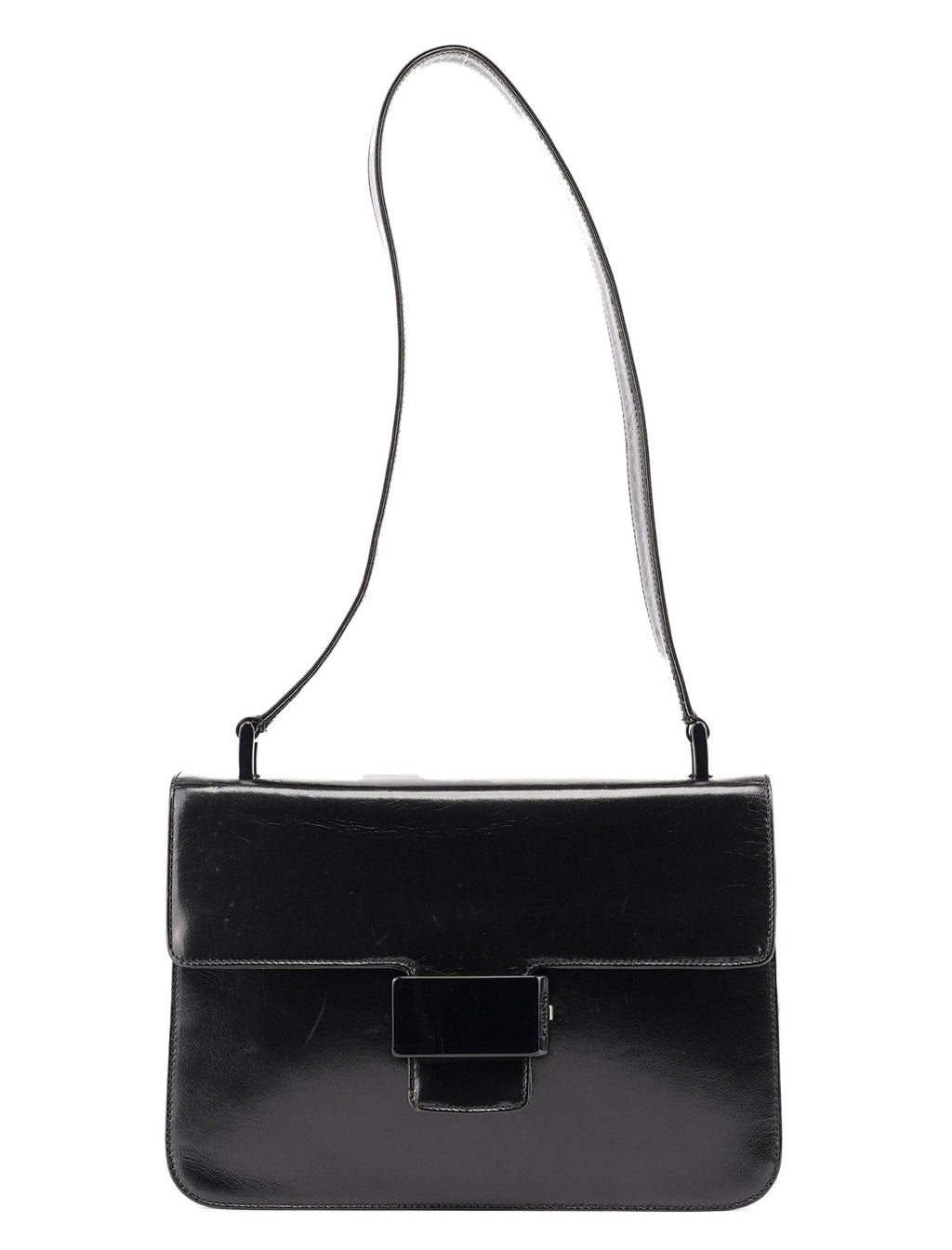 Black Leather Madras Swing Shoulder Bag
