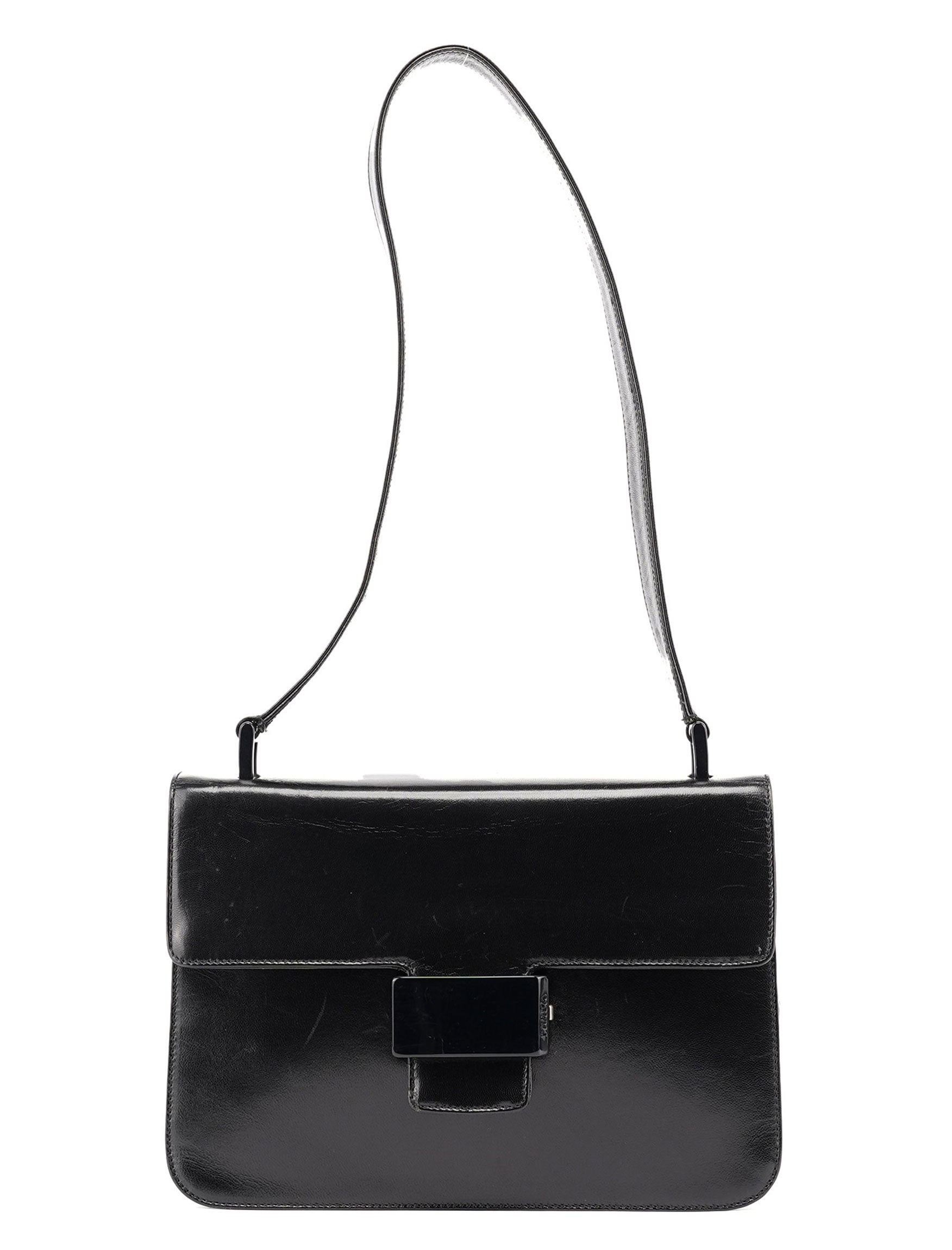 Black Leather Madras Swing Shoulder Bag