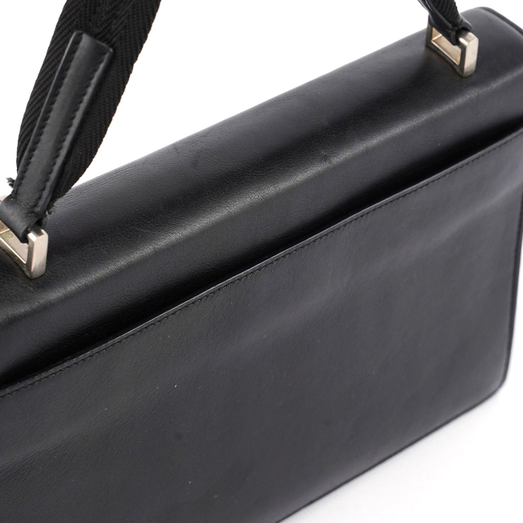 Black Leather Top Handle Bag
