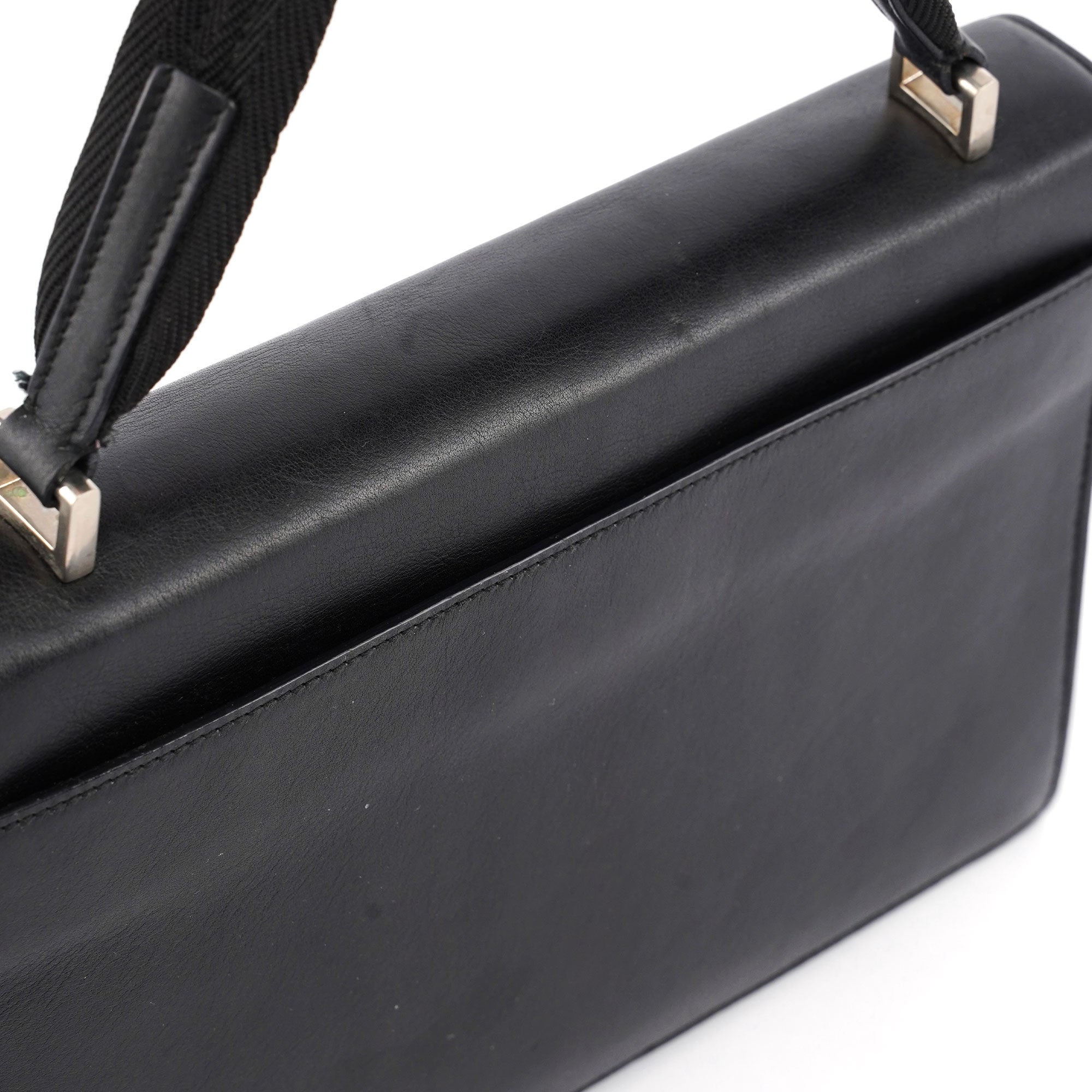 Black Leather Top Handle Bag