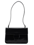 Black Madras Calfskin Buckle Shoulder Bag